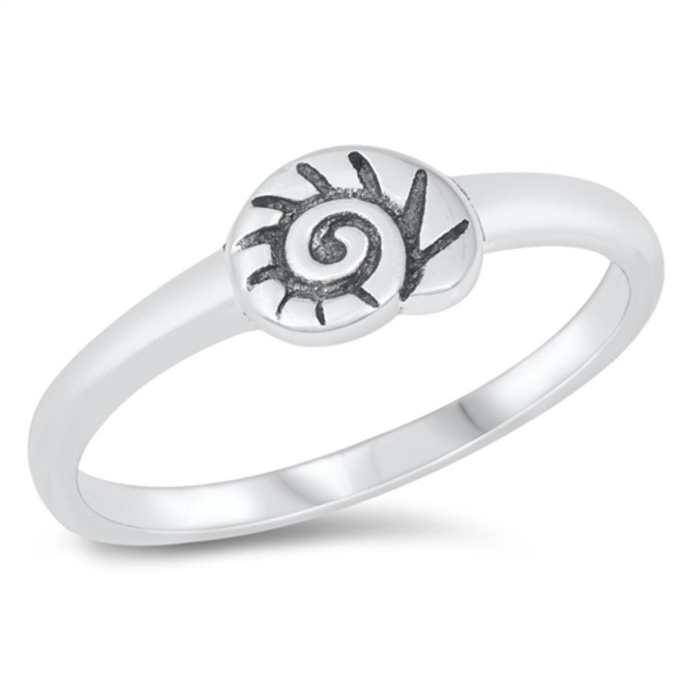 Sterling Silver Shell Ring 4 mm 925 Fashion Band